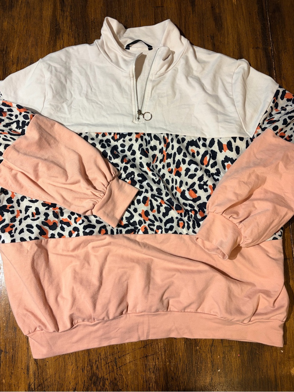 SHEIN Leopard Print Quarter-Zip Pullover